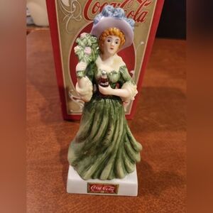 Coca Cola Lady Figurine in Green Dress